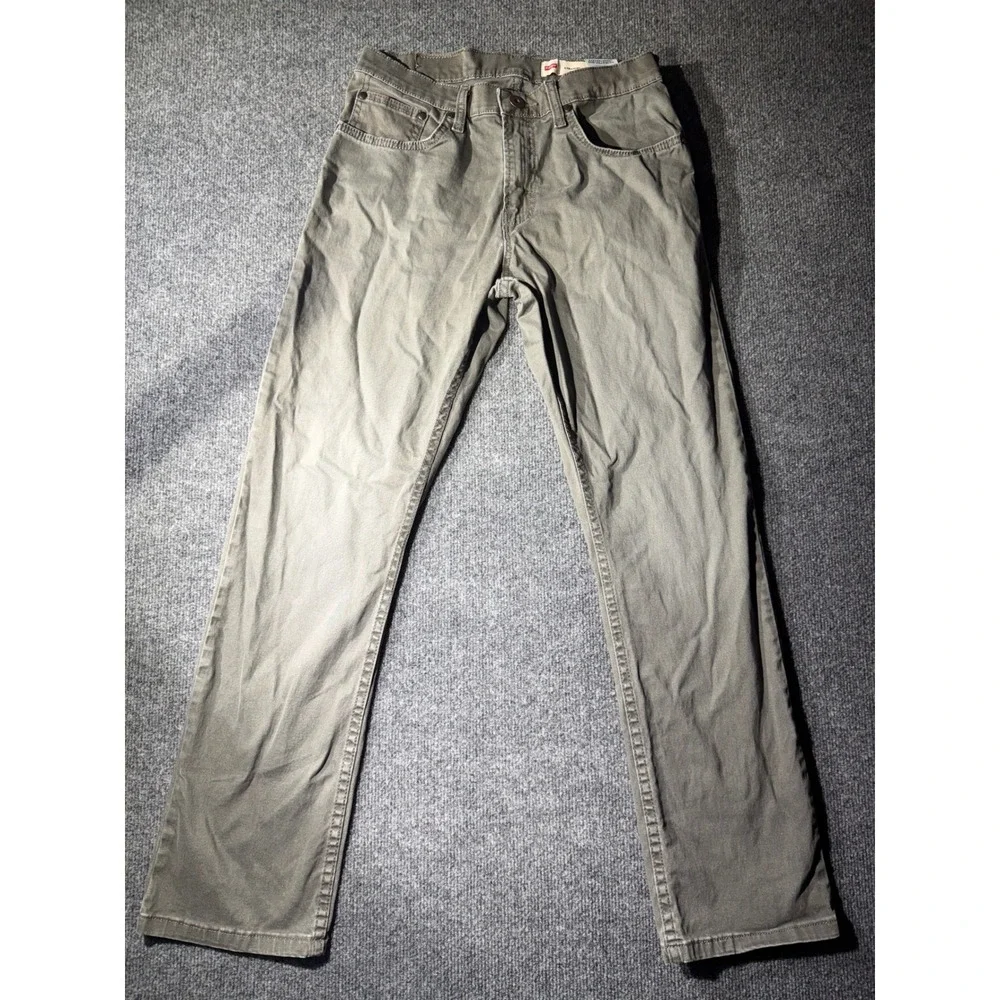 Wrangler Straight Fit Pants Mens 29x30 Gray Green Excellent Stretch Casual